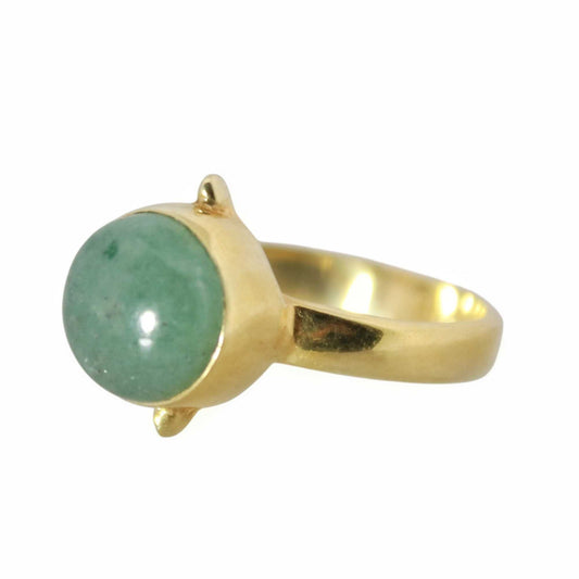 14K Gold Vermeil Clock Ring - Aventurine