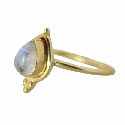 14K Gold Vermeil Tiny Queen Ring - Moonstone