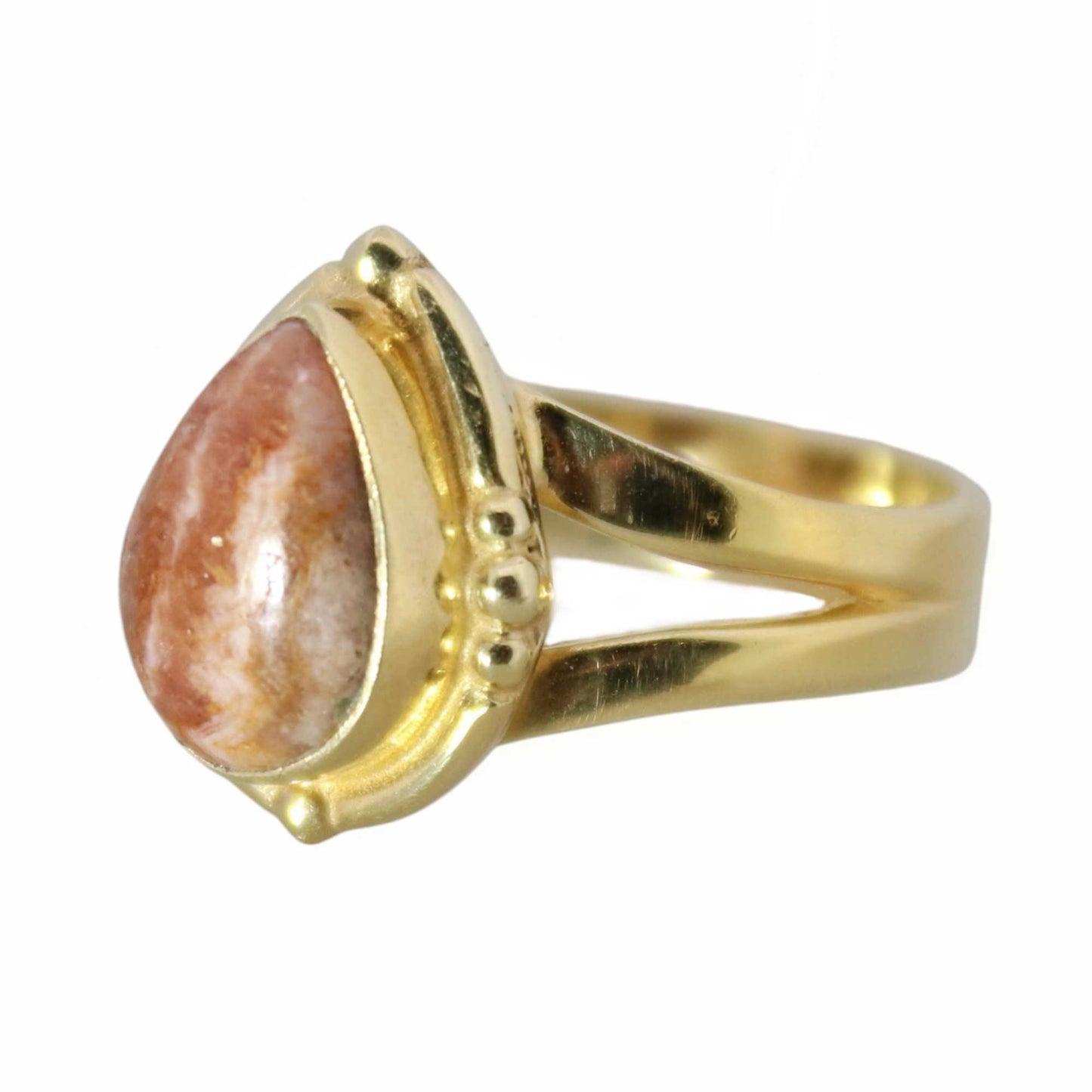 14K Gold Vermeil Bohemian Sugar Ring - Rhodochrosite