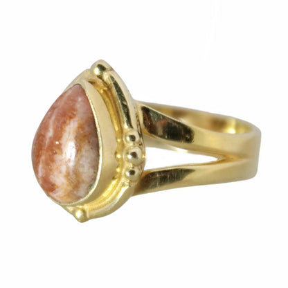 14K Gold Vermeil Bohemian Sugar Ring - Rhodochrosite