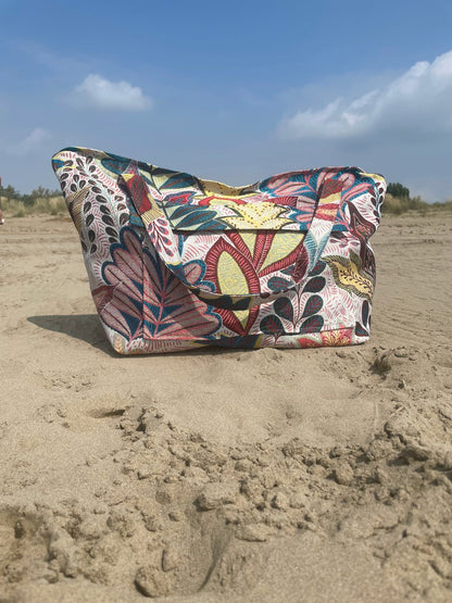 Grand sac de courses/sac de plage/sac à langer - Feuilles tropicales